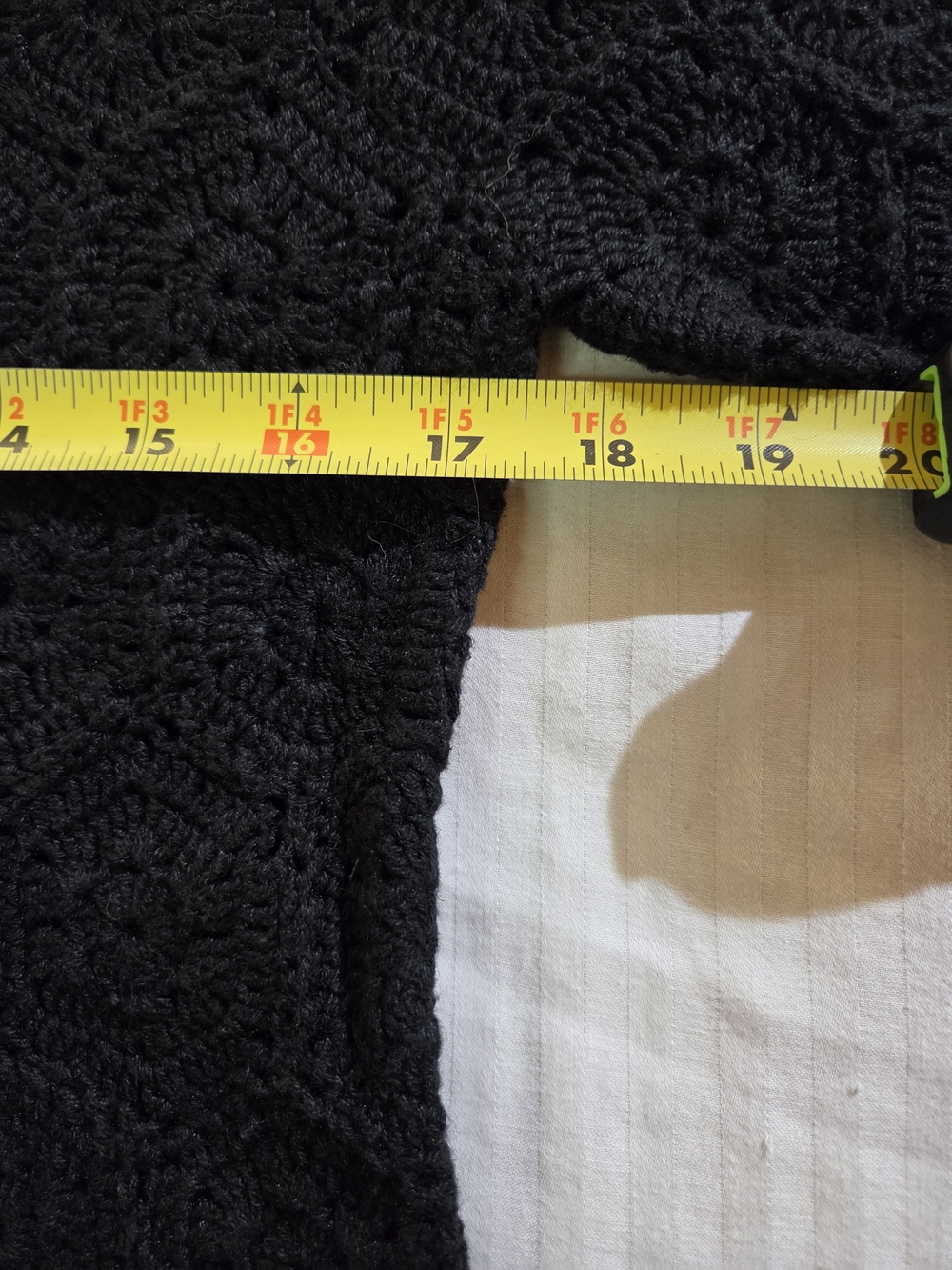 Vintage Tiara Petites Black Women's Black Crochet Knit Button-Front Cardigan - Picture 5 of 7